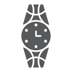 Wristwatch glyph icon, clock and accessory, watch sign, vector graphics, a solid pattern on a white background.