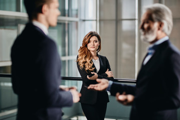 beautiful and successfull business woman in her 30´ in a corporate building