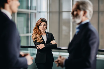 beautiful and successfull business woman in her 30´ in a corporate building