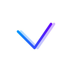 Check blue purple gradient icon, tick symbol