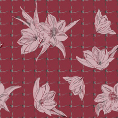 Seamless pattern with tulips. Vector illustration