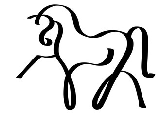 Line design template logotype of a horse.