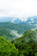 Tropical mountain range view. View of Moving Clouds And Fog over Titiwangsa mountain range . View...