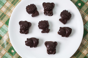 chocolate candies in the form of baby animals. Home made