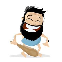 funny cartoon illustration of a prehistoric man