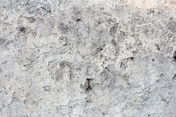 Damaged and dirty white wall with paint peeling and cracking, and mold. Grunge texture or background with copy space.