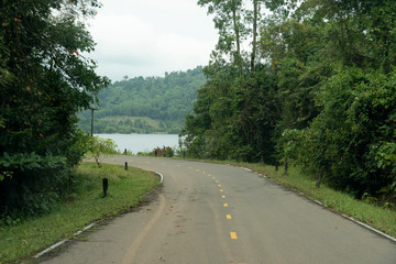 Road to Reservoir of Ang Kep Nam Khuean Khiri Than Bo Weru, Khlung District, Chanthaburi Thailand.