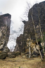 Tisa rocks or Tisa walls in western Bohemian Switzerland, part of the Elbe Sandstone Rocks, Czech Republic
