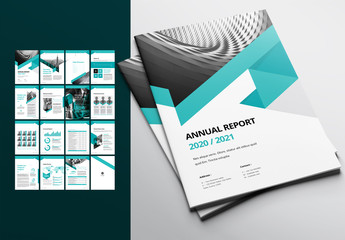 Annual Report Layout with Green Accents