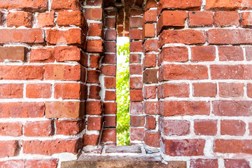 Key West, USA Brick abstract background fortress fort with window, corridor path to Martello Tower...