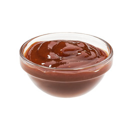 Barbecue sauce in bowl isolated on white