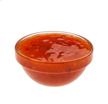 Sweet Chili Sauce In Bowl Isolated On White