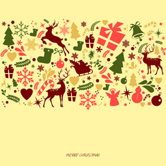 Merry Christmas and New Year decorations elements seamless pattern border, Christmas backgrounds and wrapping paper. Vector file