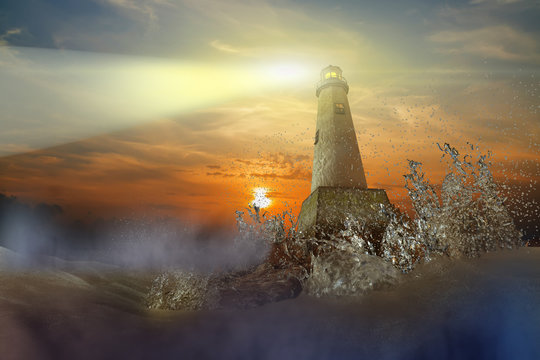 view light of lighthouse 3D render