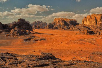 Wadi Rum, Jordan. Rocks and sand dunes. Middle East