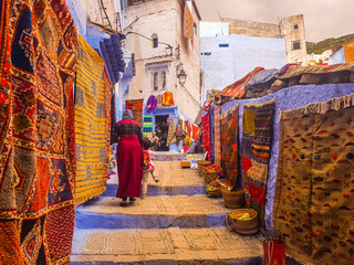 Traditional Moroccan carpets in Chefchaouen North Morocco