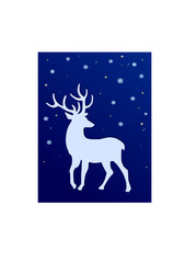deer and snow on a blue background