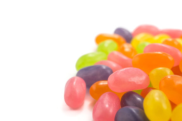color Jelly Beans on white background