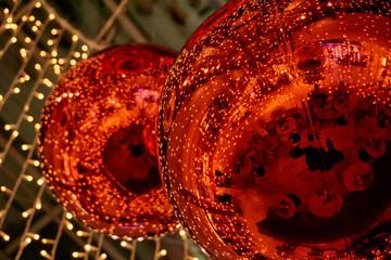 glowing warm lights bokeh in xmas time