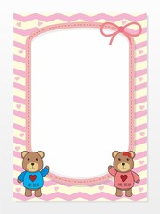 Cute blank card template with teddy bear vector 