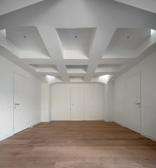 Stylish interior in modern style with design white false ceiling