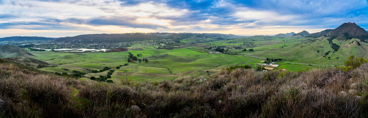 Fototapeta na wymiar Green Field at Sunset, San Luis Obispo, CA