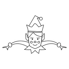 Christmas cartoon isolated concept in black and white