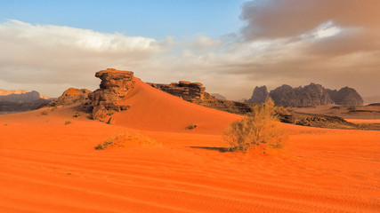 Fototapeta na wymiar Wadi Rum, Jordan. Rocks and sand dunes. Middle East