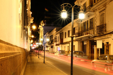 Night lights in Sucre, Bolivia the capital city.