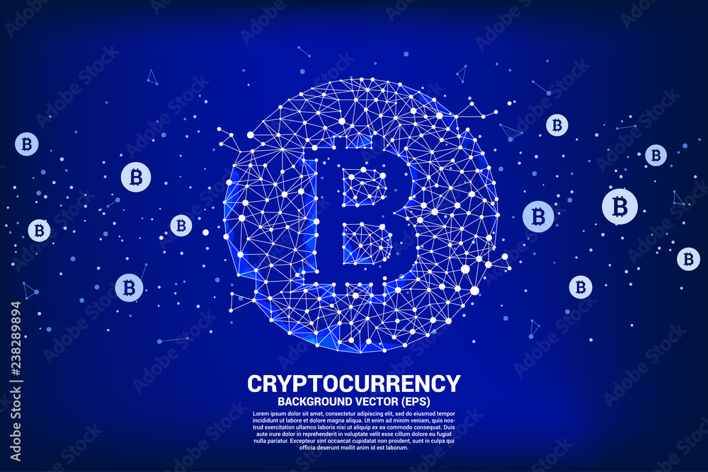 Aufkleber Vector bitcoin icon from Polygon dot connect line. Concept for cryptocurrency technology and financial network connection.