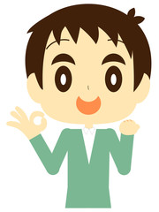 OKサインの男性
