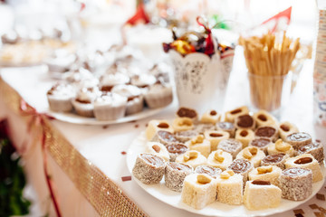 wedding food, festive dessert, delicious dishes