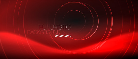 Dark abstract background with glowing neon circles