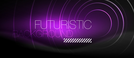 Dark abstract background with glowing neon circles