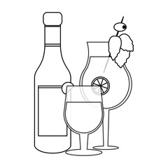 Cocktails and drinks in black and white