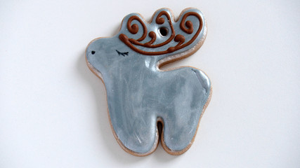  Christmas cookies, Deer, Christmas tree, gingerbread isolated on white background for Christmas party holiday homemade food