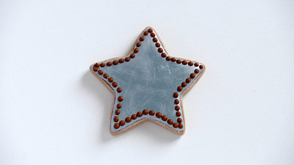  Christmas cookies, Star, Christmas tree, gingerbread isolated on white background for Christmas party holiday homemade food