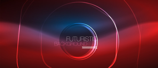 Neon glowing lines, magic energy space blue light concept, abstract background wallpaper design