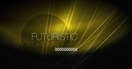 Digital technology abstract background - neon geometric design. Abstract glowing lines. Colorful techno background. Futuristic shape.