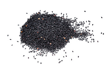 Black Sesame seeds, Sesamum indicum isolated on white background, clipping path.