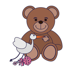 teddy and stork with maraca