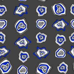 Seamless Background with Wavy Round Abstraction. Hand Drawn Pattern in Ethnic Style. Vector Psychedelic Illustration with Deformed Circles. Wavy Seamless Pattern for Fabric, Textile, Cloth Design.