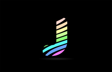rainbow j alphabet letter stripes logo icon design