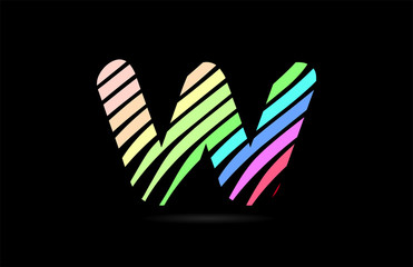 rainbow w alphabet letter stripes logo icon design