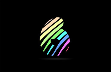 rainbow 6 six number stripes logo icon design