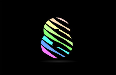 rainbow 8 eight number stripes logo icon design