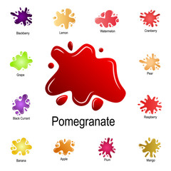 splash of pomegranate juice icon. Detailed set of color splash. Premium graphic design. One of the collection icons for websites, web design, mobile app