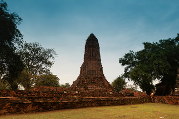 Ruin of ancient city destroy from War in Phra Nakhon Si Ayutthaya Province of Thailand
