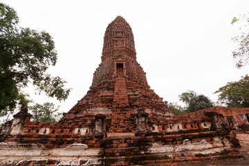 Ruin of ancient city destroy from War in Phra Nakhon Si Ayutthaya Province of Thailand
