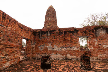 Ruin of ancient city destroy from War in Phra Nakhon Si Ayutthaya Province of Thailand
